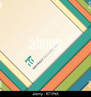 Template abstract geometric colorful rectangles overlapping layer with shadow on white background. Vector illustration Stock Vector