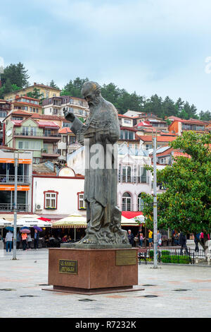 Saint Clement statue, Ohrid, Macedonia Stock Photo