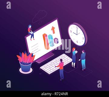 Time management - modern colorful isometric vector illustration Stock Vector