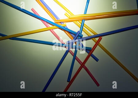 Stop using Plastic straws, Stop plastic pollution on sea, the refusal of disposable plastic drinking straws Stock Photo