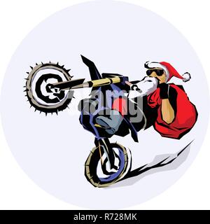 Santa Claus moto Bike Ride vector illustration Stock Vector