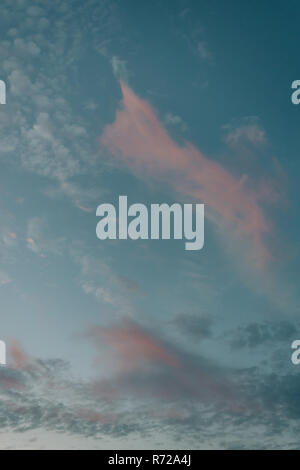 Blue and pink sky at sunset Stock Photo