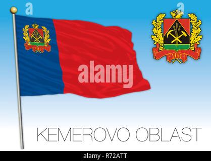 Kemerovo oblast flag, Russian Federation, vector illustration Stock Vector