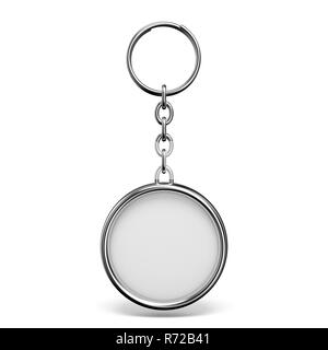 Blank metal trinket with a ring for a key circle shape 3D Stock Photo