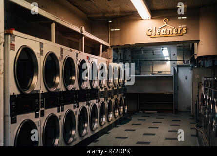 A laundromat in the East Village, Manhattan, New York City Stock Photo