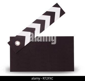 Movie clapper boards empty isolated on white background. Clipping Path. Stock Photo
