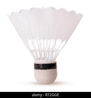 Nylon badminton shuttlecock isolated on white background. Clipping Path. Full depth of field. Stock Photo