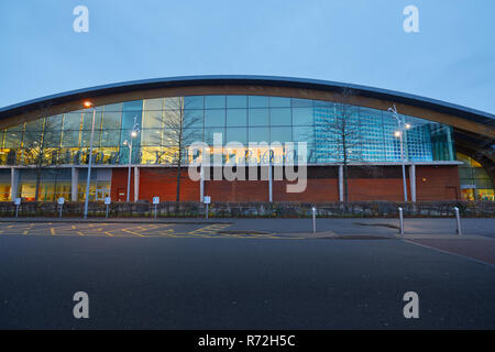 Dawn at the international swimming pool, Corby, England. Stock Photo