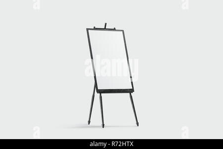 Painting stand wooden easel with blank canvas poster sign board isolated on  concrete texture background, 3d rendering Stock Photo