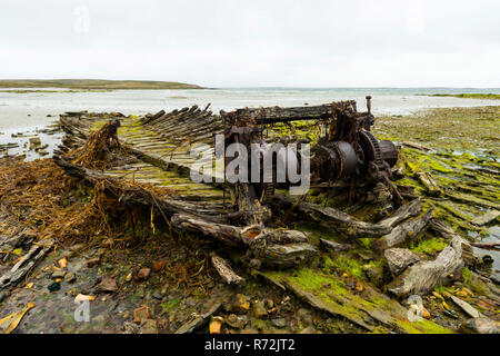 Pebble Island, Falkland Islands, United Kingdom, wreck Stock Photo