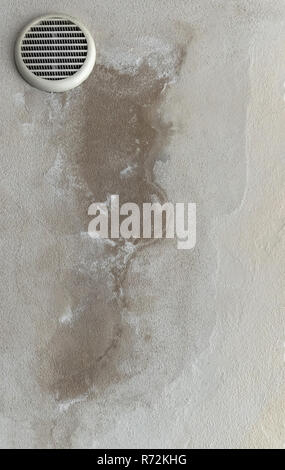 Wet stains, streaks and mould on wall. Stock Photo