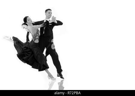 ballroom dance couple in a dance pose isolated on white background. ballroom  sensual proffessional dancers dancing walz, tango, slowfox and quickstep  just dance Stock Photo | Adobe Stock
