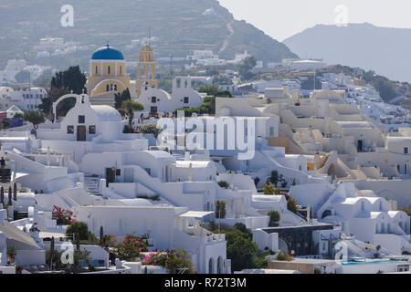 Oia with Agios Georgios, Santorini, Greece Stock Photo