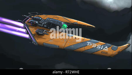 Concept Art Painting of Space Ship Stock Photo