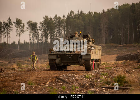 Warrior Armoured Fighting Vehicles of the UK Battlegroup NATO Enhanced Forward Presence in Estonia Stock Photo