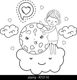 little boy with cookie kawaii character Stock Vector