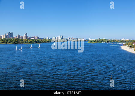 Sailing regatta on the Dnieper Obolon district Kiev Ukraine Stock Photo