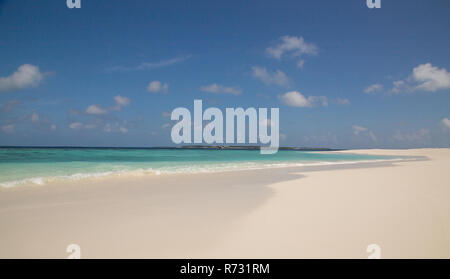 White sand beach atoll island Maldives. Stock Photo