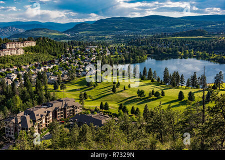 Elevated view of a golf course and residential subdivision at Shannon Lake in the Okanagan Valley West Kelowna British Columbia Canada Stock Photo