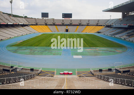 View of bench or seat or chair of staff coach in the stadium of football Stock Photo