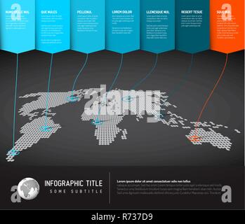 World map infographic: World map with colorful pointers Stock Vector