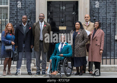 Sir Lenny Henry, Adrian Lester, Meera Syal CBE and Ade Adepitan MBE deliver letter to No.10 Downing Street. calling for improvements to diversity and tax breaks for UK film and TV industry.  Featuring: Adrian Lester 2nd left, Sir Lenny Henry 3rd Left, Ade Adepitan MBE centre, Meera Syal CBE right Where: London, United Kingdom When: 06 Nov 2018 Credit: Wheatley/WENN Stock Photo