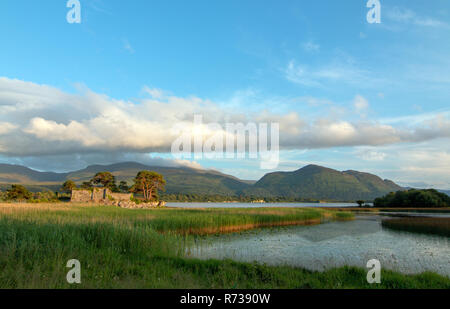 McCarthy Mor Irish castle ruins at Lough Leane on the Ring of Kerry in Killarney Ireland Stock Photo