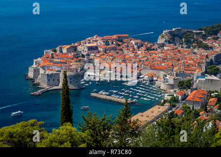 Dubrovnik Old Town City Walls looking from above  , travel image while on holiday Walk the city walls to see the beauty of the old town. Stock Photo