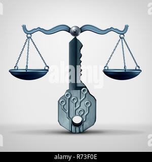 Encryption laws or GDPR and digital communication or data security legislation or computing protection as a 3D illustration. Stock Photo