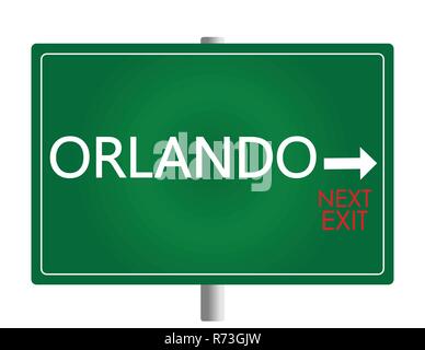 Orlando white and red lettering on green backround . Sign vector Stock Vector