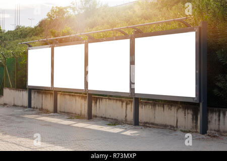 Empty / blank outdoor advertising billboards by Bosphorus in Istanbul. Stock Photo