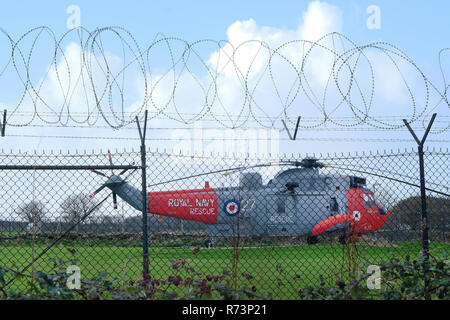 Royal Navy rescue helicopter at RAF Culdrose in Cornwall Stock Photo