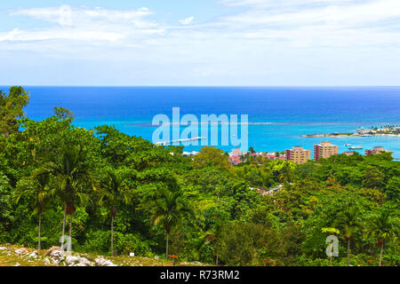 Jamaican Beach A. Caribbean beach on the northern coast of Jamaica, near Dunn's River Falls and Ocho Rios. Stock Photo