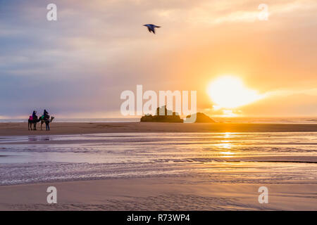 Beautiful atmosphere early evening at Tagharte Beach near Essaouira, Morocco Stock Photo