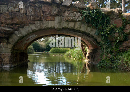 Rock bridges cross over Stow Lake in the Golden Gate park of San Francisco, California. Stock Photo