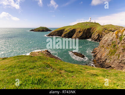 The lighthouse at Strumble Head in Pembrokeshire, Wales. Stock Photo