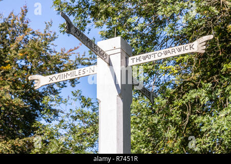 Izods Post or Izods Cross Hands originally dating from 1669 erected on Westington Hill above the Cotswold town of Chipping Campden, Gloucestershire UK Stock Photo