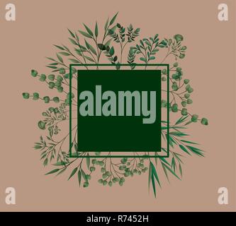 square frame with laurel leafs Stock Vector Image & Art - Alamy
