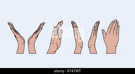hands applauding pop art style Stock Vector
