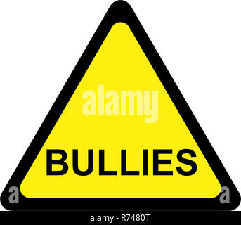 Yellow warning sign with bullies symbol Stock Photo