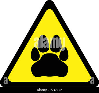 Yellow warning sign with cat symbol Stock Photo