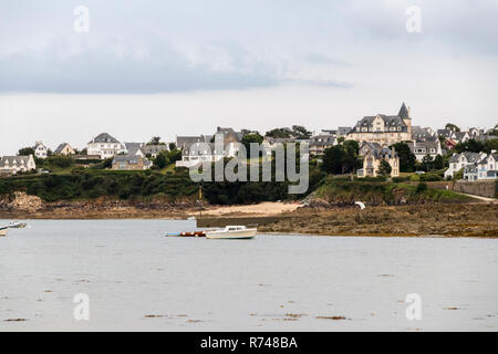 Carantec, France. Views of the old town of Carantec from the sea Stock Photo