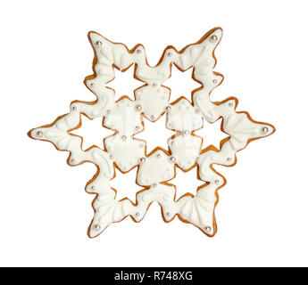 Snowflake gingerbread Isolated on white background. Stock Photo