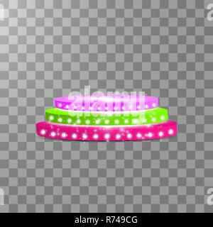 Abstract Shining multicolored Podium Background with Spotlights. White Glittering Scene. You Win Luxury, Success and Treasure Design. Game, Fashion and Gambling Space. Vector illustration Stock Vector