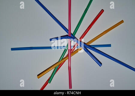 Stop using Plastic straws, Stop plastic pollution on sea, the refusal of disposable plastic drinking straws. Stock Photo