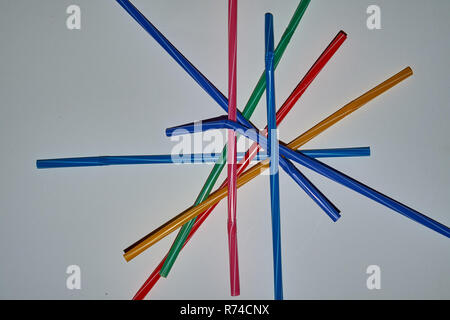Stop using Plastic straws, Stop plastic pollution on sea, the refusal of disposable plastic drinking straws. Stock Photo