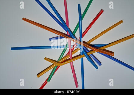Stop using Plastic straws, Stop plastic pollution on sea, the refusal of disposable plastic drinking straws. Stock Photo