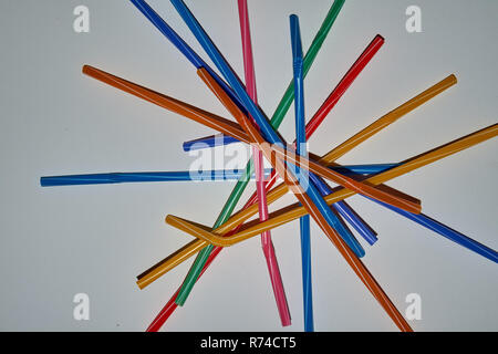 Stop using Plastic straws, Stop plastic pollution on sea, the refusal of disposable plastic drinking straws. Stock Photo