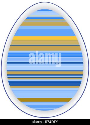 Paper card template with multicolor striped easter egg. Stock Vector