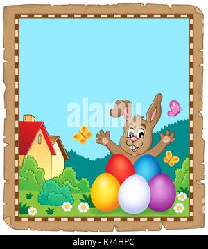 Parchment with Easter bunny topic 8 Stock Photo